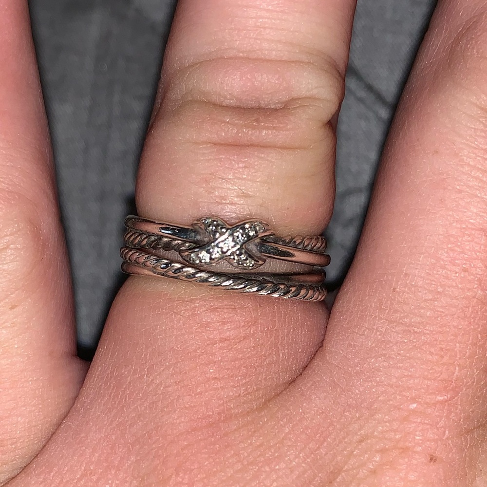 David Yurman X ring with diamonds